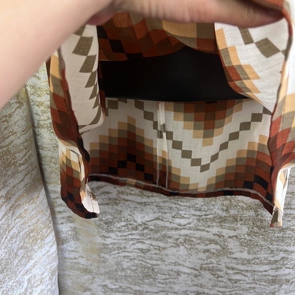 Vintage🧚♀️Chance Zigzag Print Short Sleeve Blouse - Picture 7 of 16